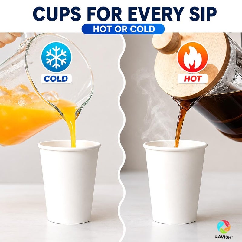 Lavish Heavy Duty White Paper Cups, 2.5Oz, Pack of 100, Disposable Coffee, Tea & Qahwa Cups, Leak-Resistant Beverage Cups for Hot & Cold Drinks, Ideal for Home, Office, Parties, Catering & Takeaway - Image 4