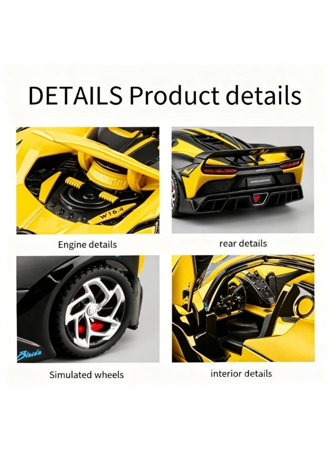 Bugatti High-Detail Alloy Car Model with Realistic Lighting & Sound Effects, 1:32 Scale Die-Cast Vehicle, Collectible Display Model for Adults & Kids - Image 3