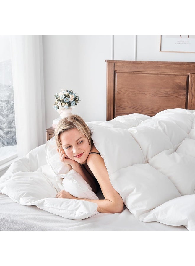 Bedding Microfiber Comforter Duvet Quilt Insert Full White Down Alternative All Season Machine Washable, Soft Comforter Only, (King (220x240 cm))  - Image 1