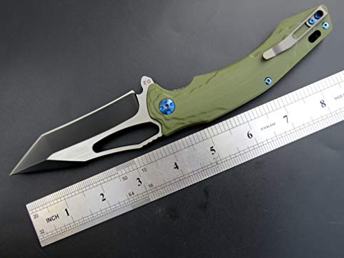 Eafengrow EF915 Folding Knife D2 Steel Blade with Black-Oxide Coating; G10 Handle with Ball Bearing Safe Open Flipper Knife, Locking Liner and Pocketclip for Camping Work (Green) - Image 2