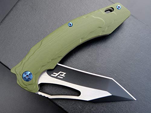 Eafengrow EF915 Folding Knife D2 Steel Blade with Black-Oxide Coating; G10 Handle with Ball Bearing Safe Open Flipper Knife, Locking Liner and Pocketclip for Camping Work (Green) - Image 5