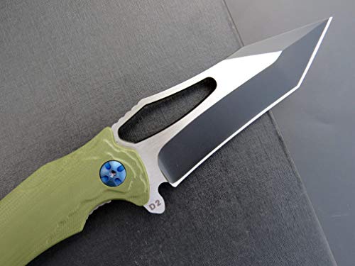 Eafengrow EF915 Folding Knife D2 Steel Blade with Black-Oxide Coating; G10 Handle with Ball Bearing Safe Open Flipper Knife, Locking Liner and Pocketclip for Camping Work (Green) - Image 4
