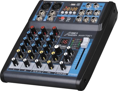 AUDIO 2000'S Audio2000'S AMX7321 Professional Four-Channel Audio Mixer with Built-In USB Interface to Computer for Recording and Music Playing Applications - Image 3