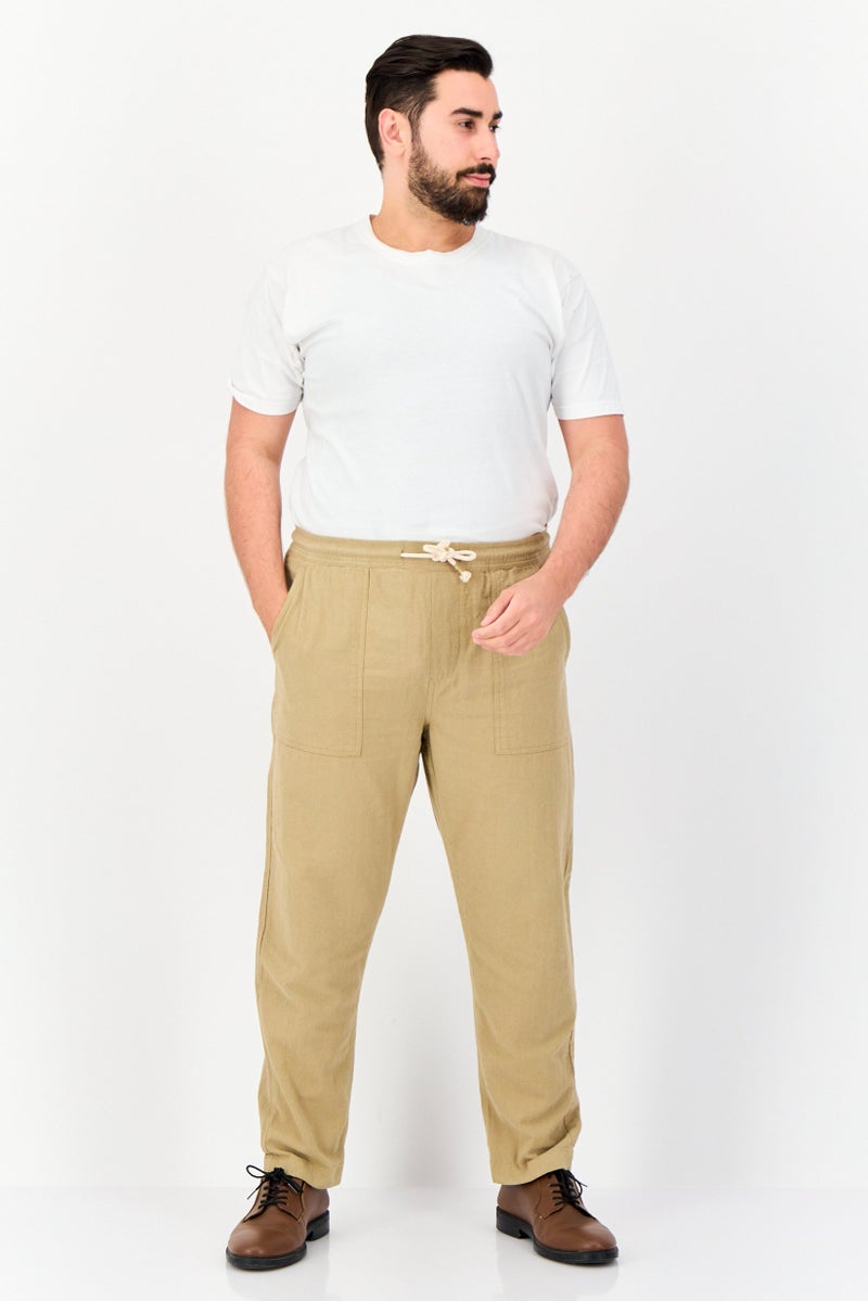 Celio Men Regular Fit Textured Straight Leg Pants, Beige - Image 3