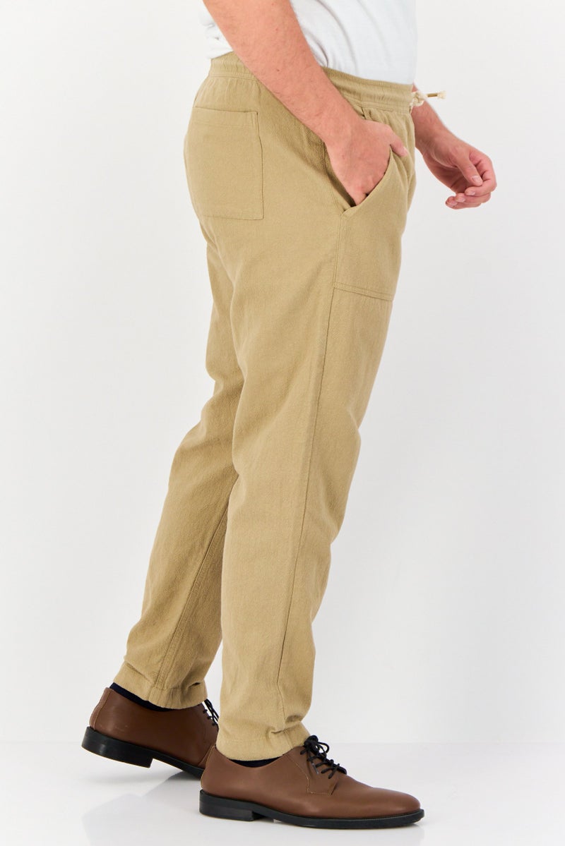 Celio Men Regular Fit Textured Straight Leg Pants, Beige - Image 4