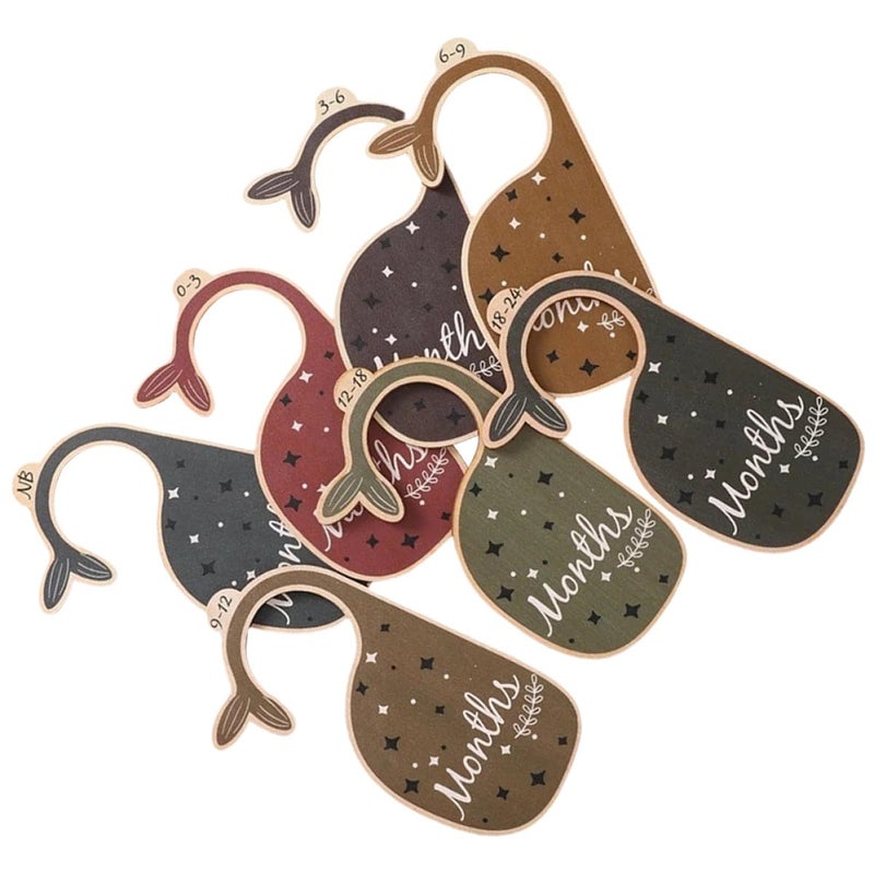 Whale Shape Wooden Closet Dividers 7 Pcs Nursery Wardrobe Organizer 0 24 Months - Image 2
