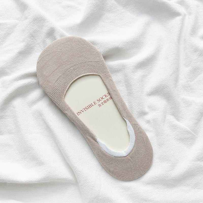 Womens Invisible No-Slip Low-Cut Liner Socks Khaki - Image 1