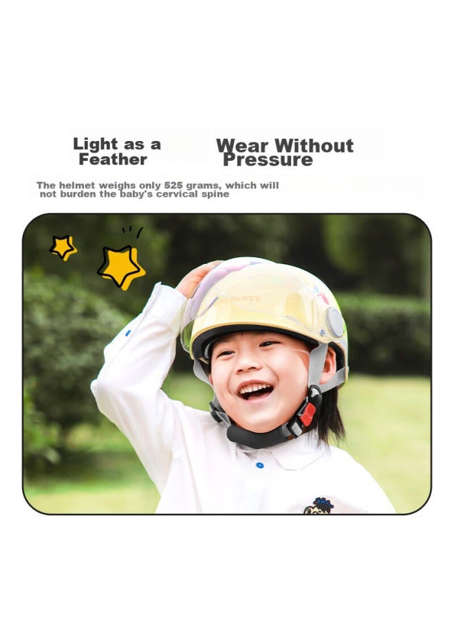Yadea Electric Vehicle 3c Children's Safety Helmet, Cycling Electric Motorcycle Helmet, Cute Cartoon Design - Beige - Image 1