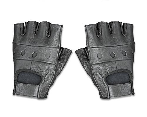 Raider BCS-500-S BCS-500 Leather Fingerless Men's Motorcycle Premium Driving Gloves (Black, Small) - Image 1