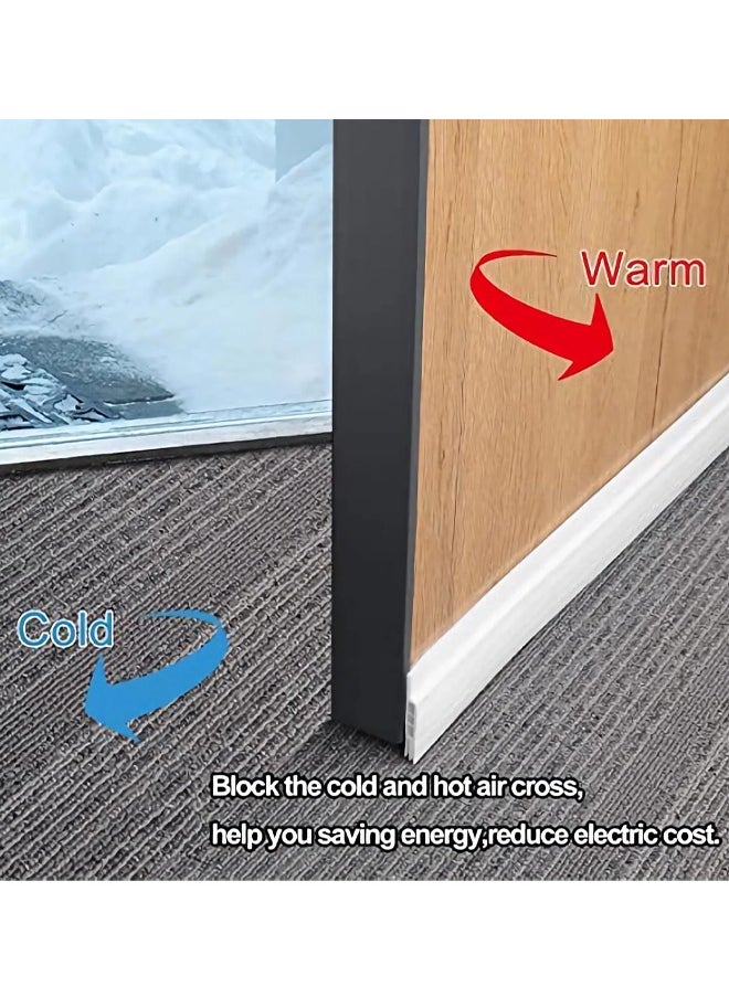 Generic Door Bottom Draft Stopper - Wind Dust Noise Weather Stripping Heat Seal Strip - 100cm Length - Indoor and Outdoor Use - Heat and Sound Insulation - Insect Barrier Door Draft Stopper Door Sweep for Exterior Interior Doors Soft and Hard Composite Sealing Strip Under Blocker Insulator Weather Stripping  - Image 4