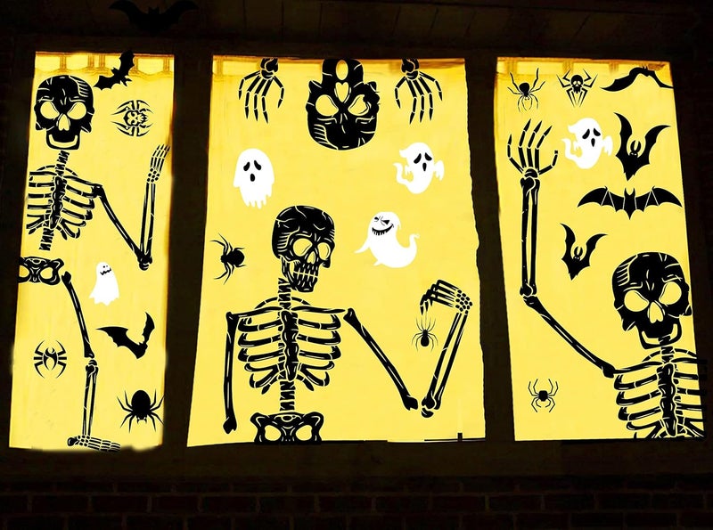 Funnlot Halloween Window Clings Scary Halloween Window Decorations 3D Skeleton Windows Cling Indoor Hallowe'en Windows Stickers Skeleton Decals Windows Clings for Glass Scary - Image 4