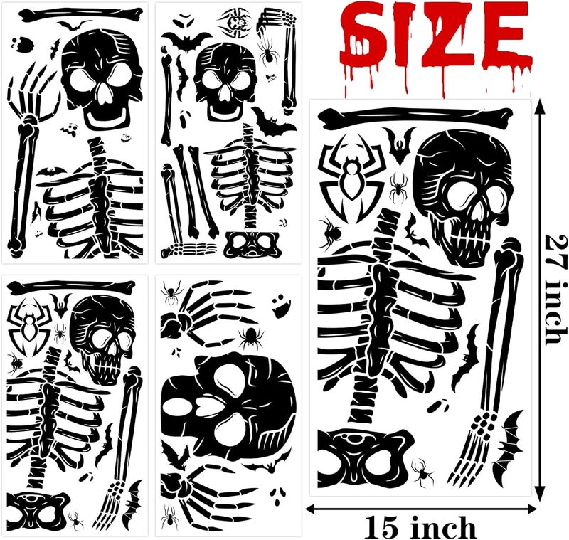 Funnlot Halloween Window Clings Scary Halloween Window Decorations 3D Skeleton Windows Cling Indoor Hallowe'en Windows Stickers Skeleton Decals Windows Clings for Glass Scary - Image 2