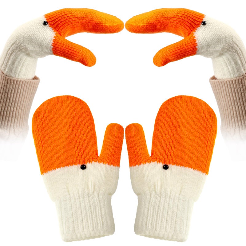 Yearntown Winter Goose Gloves Funny Novelty Women Gloves with Thermal Lining Cute Mittens for Goose Lover Gift(1 Pairs of,Short) - Image 1
