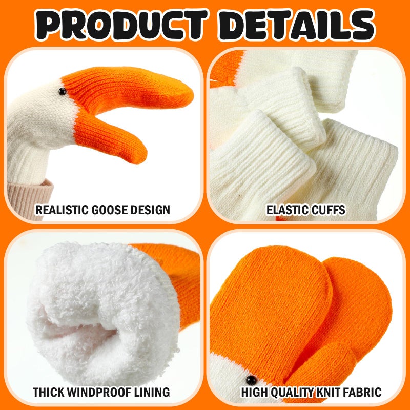 Yearntown Winter Goose Gloves Funny Novelty Women Gloves with Thermal Lining Cute Mittens for Goose Lover Gift(1 Pairs of,Short) - Image 4