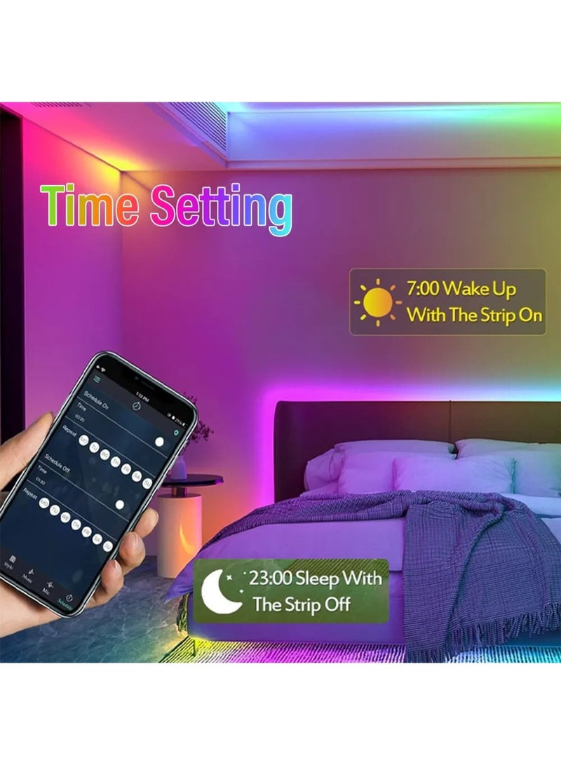 يان تي شريط إضاءة LED RGBIC ذكي مع تطبيق بلوتوث للتحكم، تأثيرات ضوئية متحركة، شريط مرن لإضاءة خلفية التلفزيون والمكتب بطول 5 أمتار. - Image 5