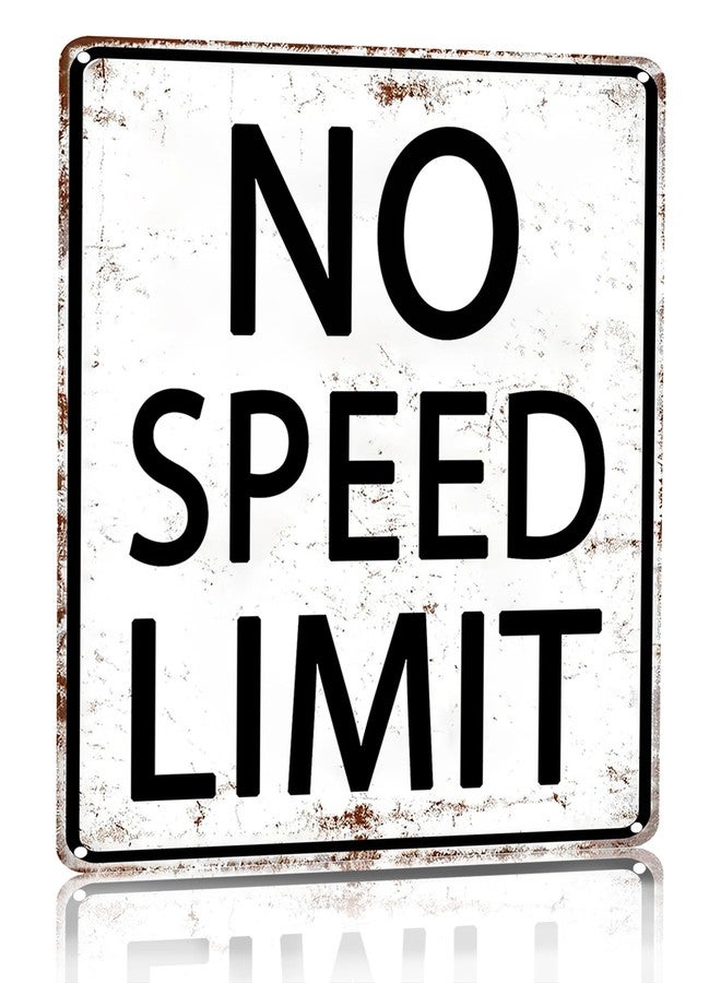 Crazysign Retro Tin Sign No Speed Limit Sign for Man Cave Garage Bedroom Vintage Style Wall Art Decor 8 x 12 Inch (3096) - Image 1