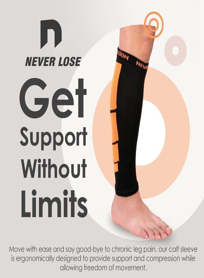 NEVER LOSE Nylon 1 Pair Calf Compression Sleeve for Men and Women - Calf Compression Socks for Running Calf Pain Relief Leg Support Sleeve for Runners Cycling - Image 2