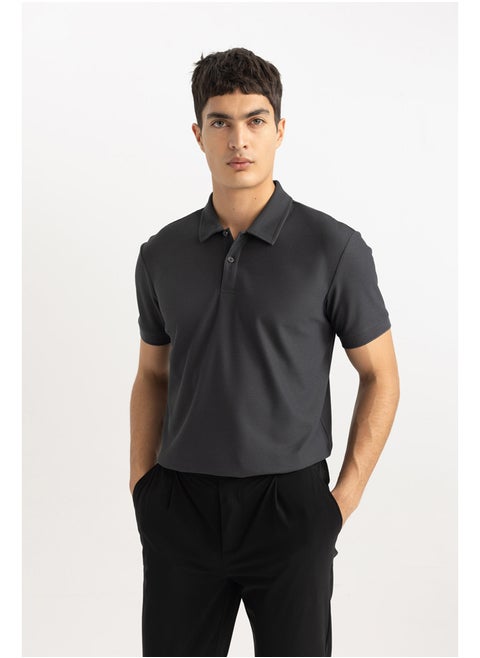 Man Smart Casual Modern Fit Polo Neck Short Sleeve Knitted Polo T-Shirt