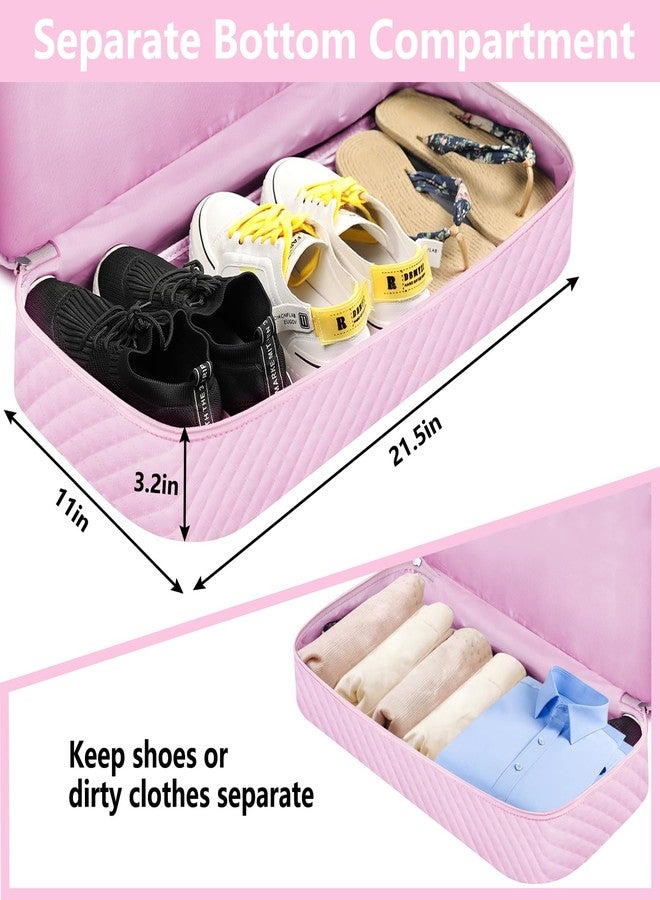 ITIEZY Weekender Bag for Women, Travel Duffel Bag Carry On Overnight Bag with Shoe Compartment Large Nylon Travel Weekend Tote Bag, 9a-Pink, Large - Image 3