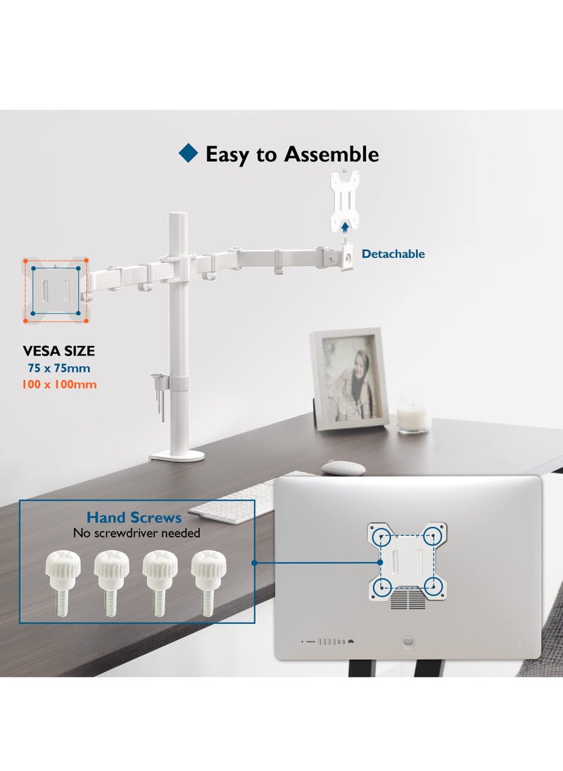 XiuWoo Dual Monitor Stand, Monitor Mount for 13-27 Inch LCD LED, Ergonomic Full Motion Heavy Duty Double Monitor Arms Hold up to 22 lbs, VESA 75x75/100x100 mm  - Image 2
