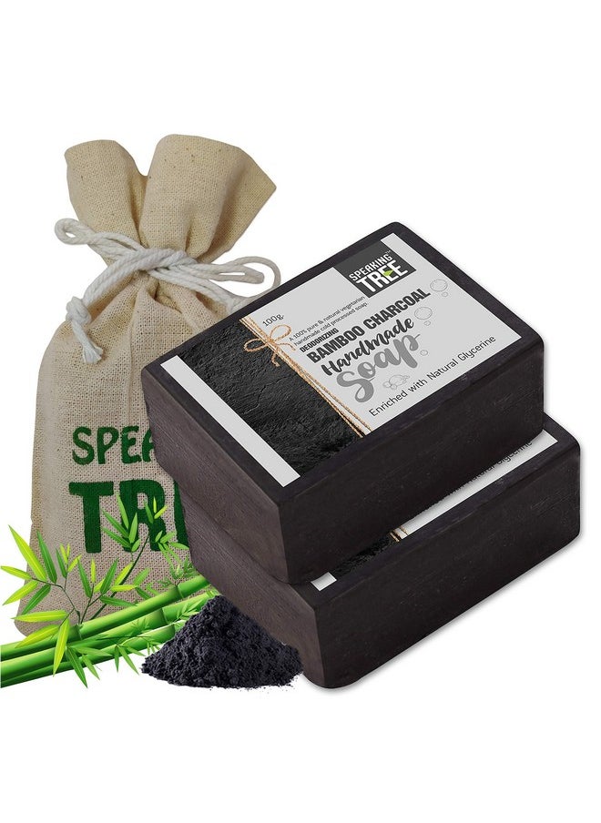 Speaking Tree - Speaking Tree Specially Formulated and Cold Processed Deodorizing Bamboo Charcoal Handmade Soap 100 gms (Pack of 2) | Cleanse Skin Naturally and A Beautifully Refreshing Aroma - Image 1