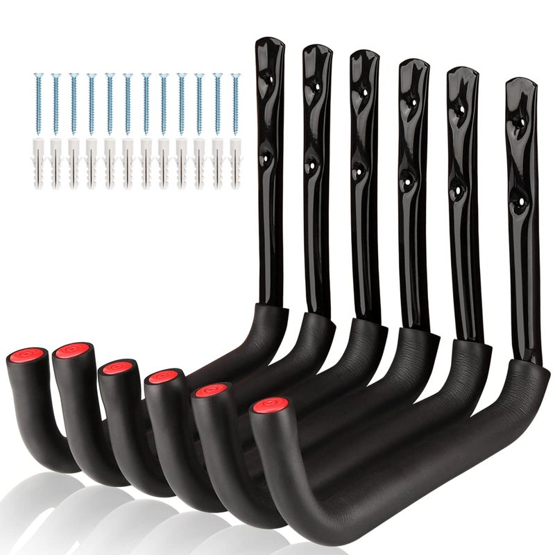 Naikozmo Garage Storage Ladders Hooks, 6 Pack Heavy Duty Utility Hanger, 9.8IN Wall Mount Rack Safely Holds 50 Pounds - Image 1