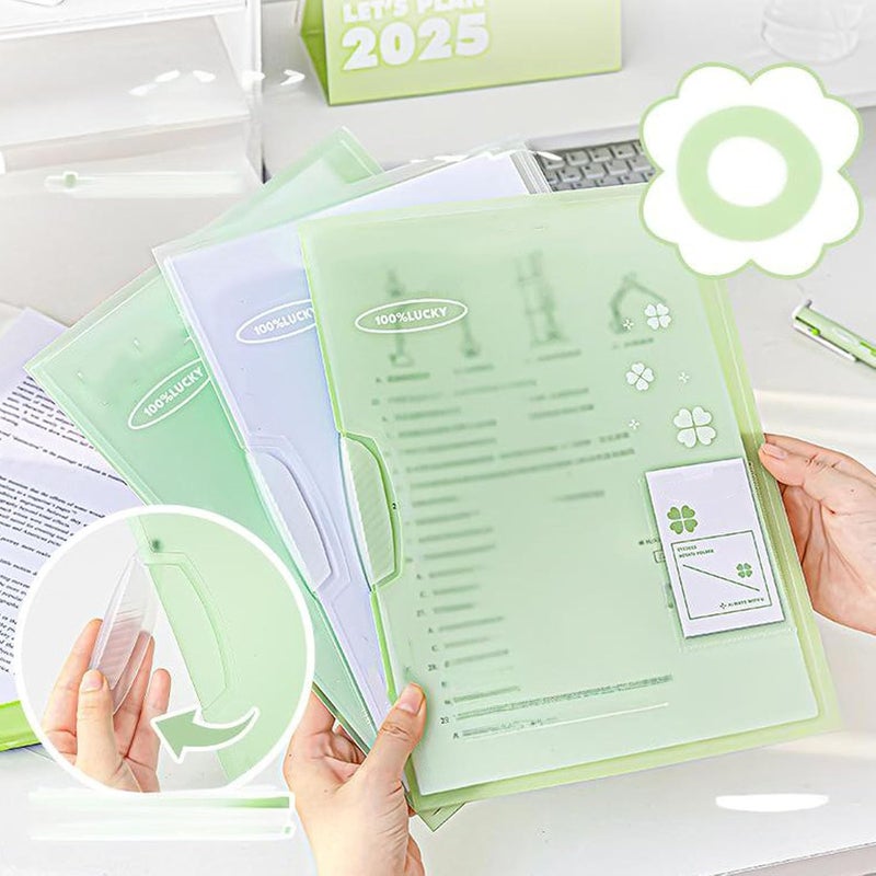 Clear Plastic Folder 3 PCS Set Spacious Capacity for A4 Letter Paper Organization - Image 4