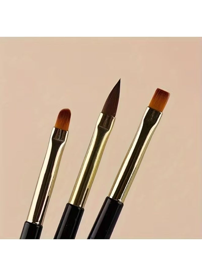 Rozino 3pcs Dual-End Nail Art Brush Set for Acrylic Painting & Design - Image 4