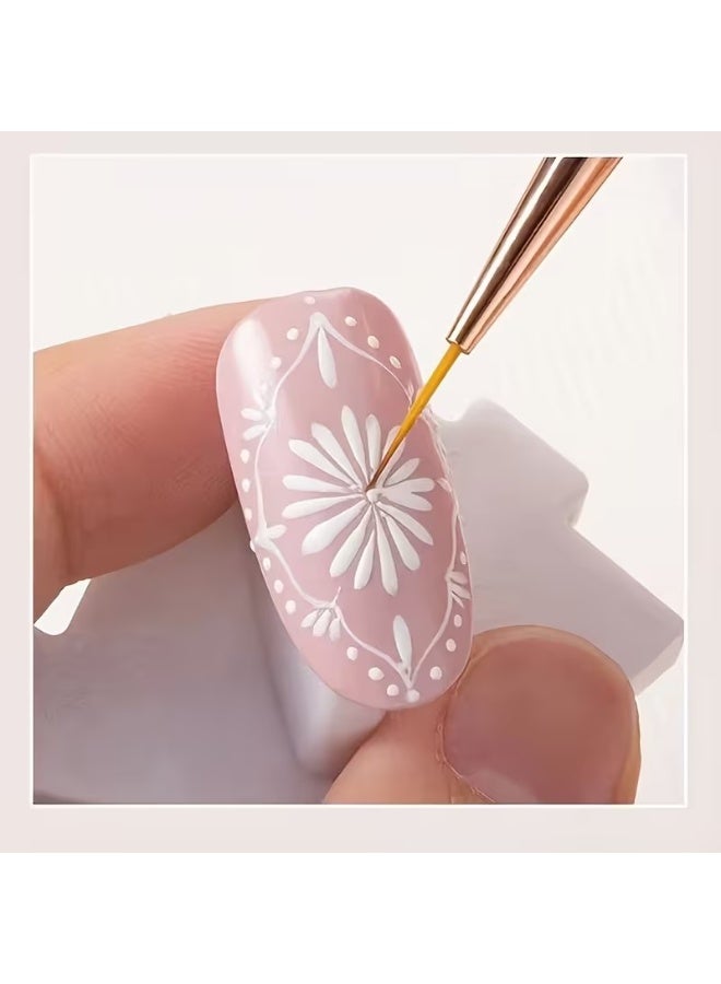 Rozino 3pcs Dual-End Nail Art Brush Set for Acrylic Painting & Design - Image 2