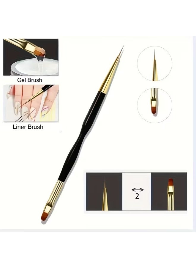 Rozino 3pcs Dual-End Nail Art Brush Set for Acrylic Painting & Design - Image 5