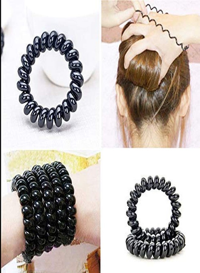 Minta Women's Plastic Telephone Wire Style Elastic Hair Ties (Multicolour, 4 Pieces) - Durable, No Crease, and Comfortable Hair Bands for All Hair Types - Image 3