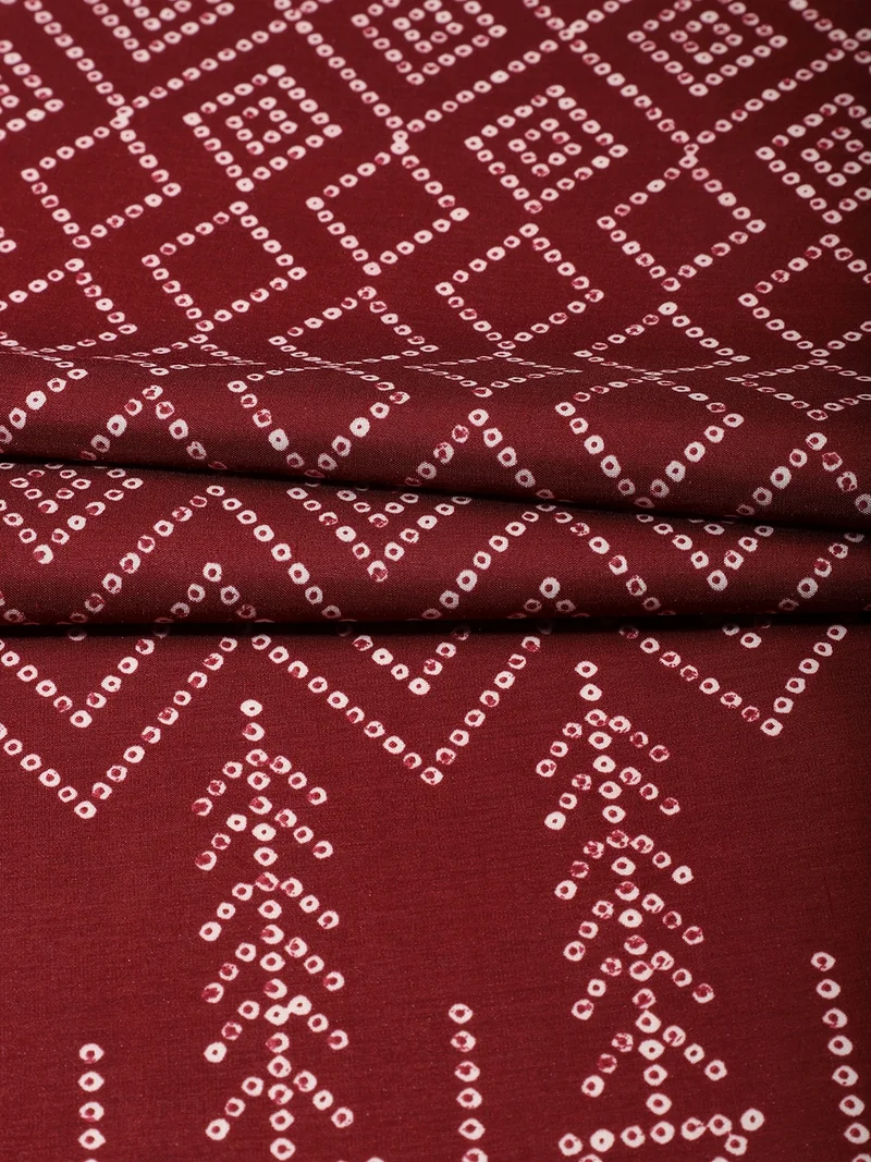 أيه كيه إس Maroon Bandhani Fabric for Crafting
