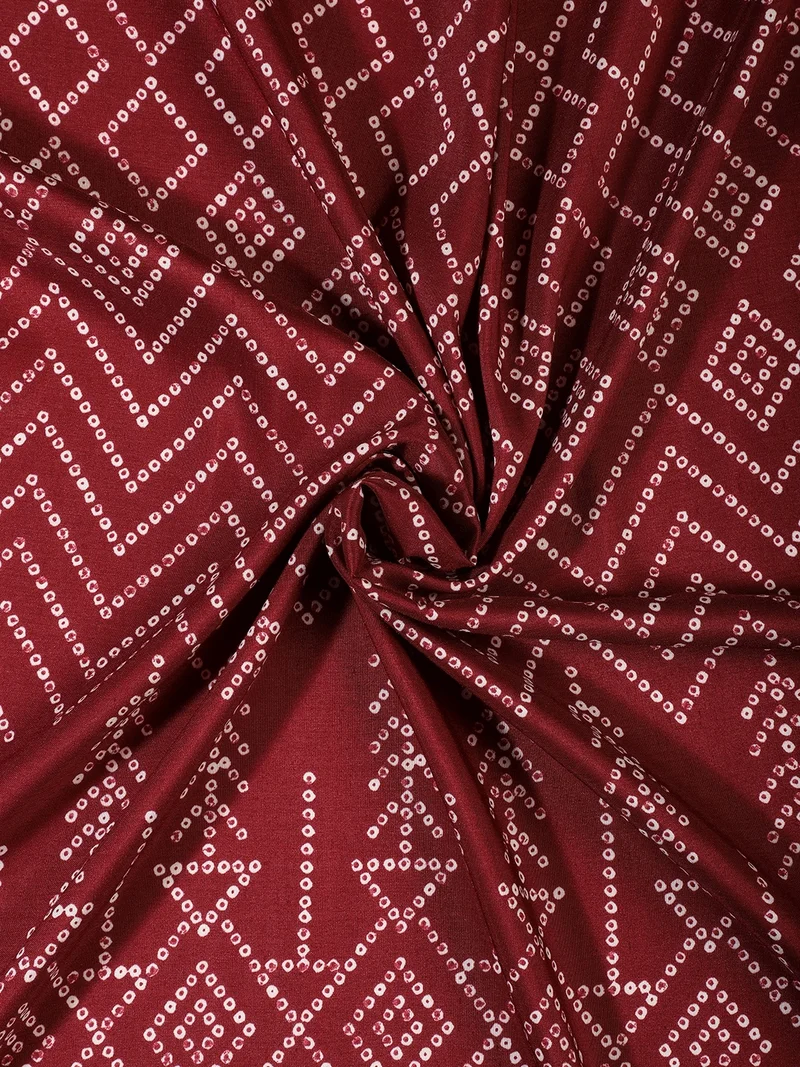 أيه كيه إس Maroon Bandhani Fabric for Crafting