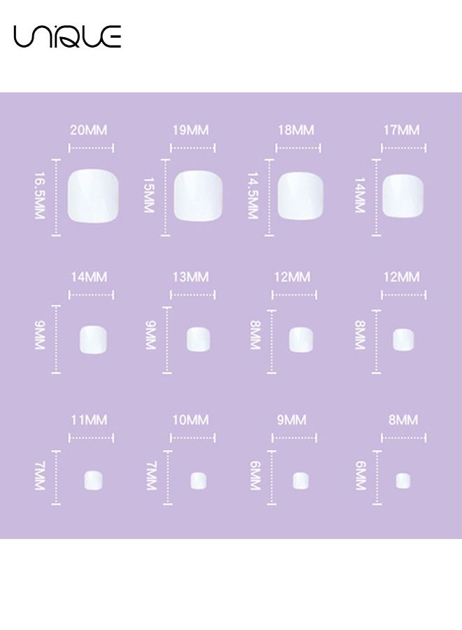 Unique 24Pcs Press on Toenails Square Short Full Cover Fake Toenails - Purple and Pink Toe Nails Fake Nails with Glue Sticker and Nails File False Gel Toes Nails Tips Sets for women Teens Girls - Image 2