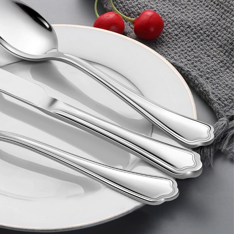 LIANYU 30Piece Silverware Set Stainless Steel Flatware Cutlery Set for 6 Eating Utensils Set with Scalloped Edge Dishwasher Safe Mirror Polished - Image 4