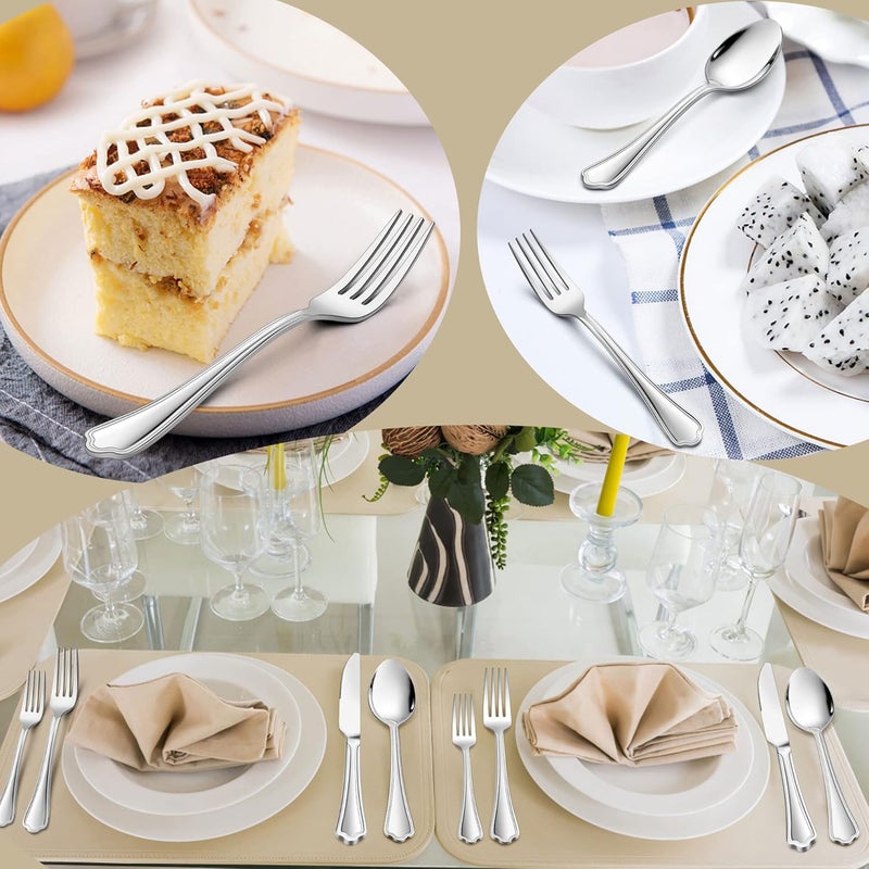LIANYU 30Piece Silverware Set Stainless Steel Flatware Cutlery Set for 6 Eating Utensils Set with Scalloped Edge Dishwasher Safe Mirror Polished - Image 3