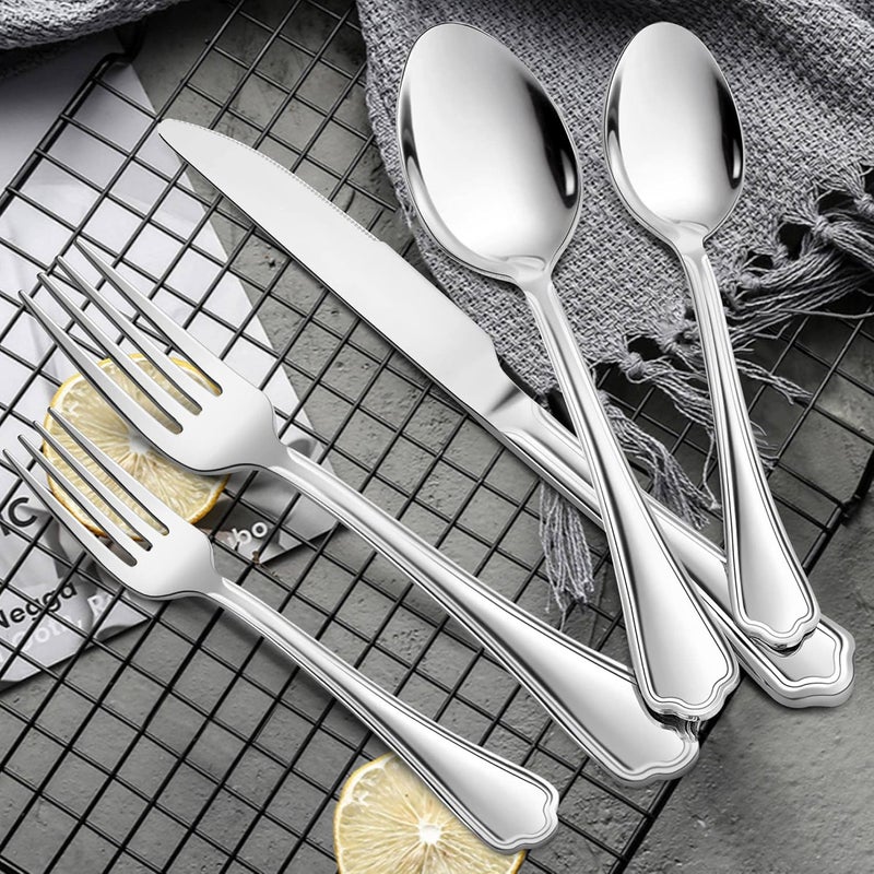 LIANYU 30Piece Silverware Set Stainless Steel Flatware Cutlery Set for 6 Eating Utensils Set with Scalloped Edge Dishwasher Safe Mirror Polished - Image 2
