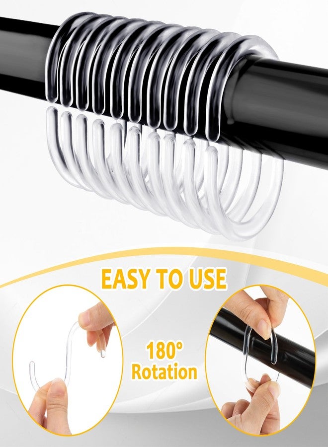 RAINFLOW 36 PCS Plastic Shower Curtain Rings- Clear Shower Curtain Hooks,C-Shaped Shower Rings Hook for Shower Curtain，Shower Curtain Hooks for Bathroom Shower Curtain Rod - Image 4