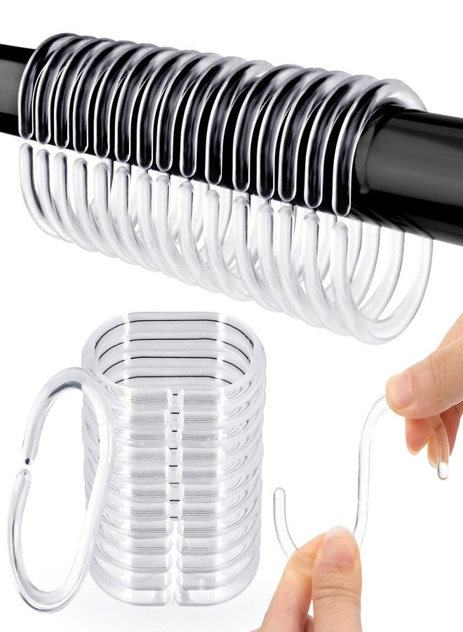RAINFLOW 36 PCS Plastic Shower Curtain Rings- Clear Shower Curtain Hooks,C-Shaped Shower Rings Hook for Shower Curtain，Shower Curtain Hooks for Bathroom Shower Curtain Rod - Image 1