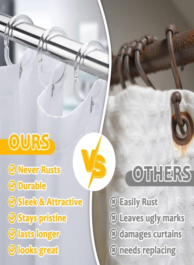 RAINFLOW 36 PCS Plastic Shower Curtain Rings- Clear Shower Curtain Hooks,C-Shaped Shower Rings Hook for Shower Curtain，Shower Curtain Hooks for Bathroom Shower Curtain Rod - Image 3