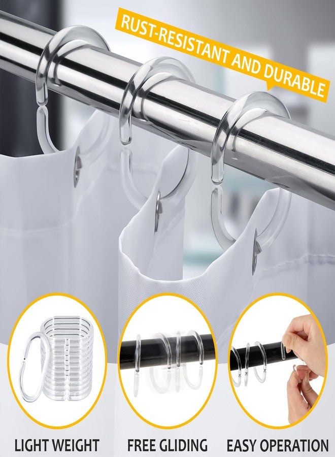 RAINFLOW 36 PCS Plastic Shower Curtain Rings- Clear Shower Curtain Hooks,C-Shaped Shower Rings Hook for Shower Curtain，Shower Curtain Hooks for Bathroom Shower Curtain Rod - Image 2