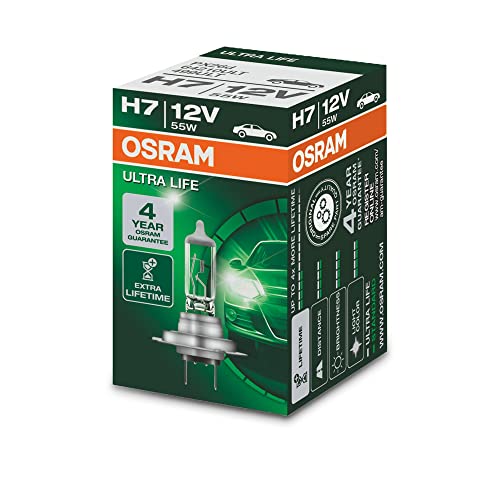 OSRAM Ultra Life H7 Halogen Headlight Lamp, 64210ULT, 12V Passenger Vehicle, Folding Box (1 Piece) - Image 1