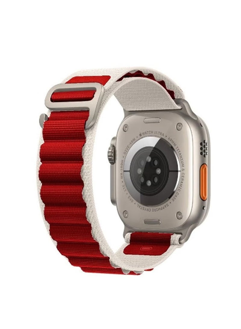Spigen Watch Band Strap Alpine Loop Nylon for Apple Watch -  42mm 44mm 45mm 49mm Compatible with Ultra 1,2 Series 9,8,7,6,5,4,3,2,1 White / Red - Image 3