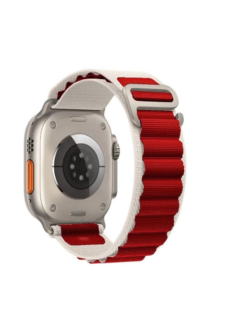 Spigen Watch Band Strap Alpine Loop Nylon for Apple Watch -  42mm 44mm 45mm 49mm Compatible with Ultra 1,2 Series 9,8,7,6,5,4,3,2,1 White / Red - Image 2