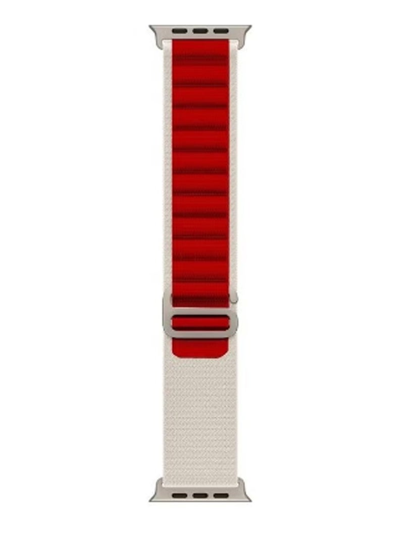 Spigen Watch Band Strap Alpine Loop Nylon for Apple Watch -  42mm 44mm 45mm 49mm Compatible with Ultra 1,2 Series 9,8,7,6,5,4,3,2,1 White / Red - Image 5
