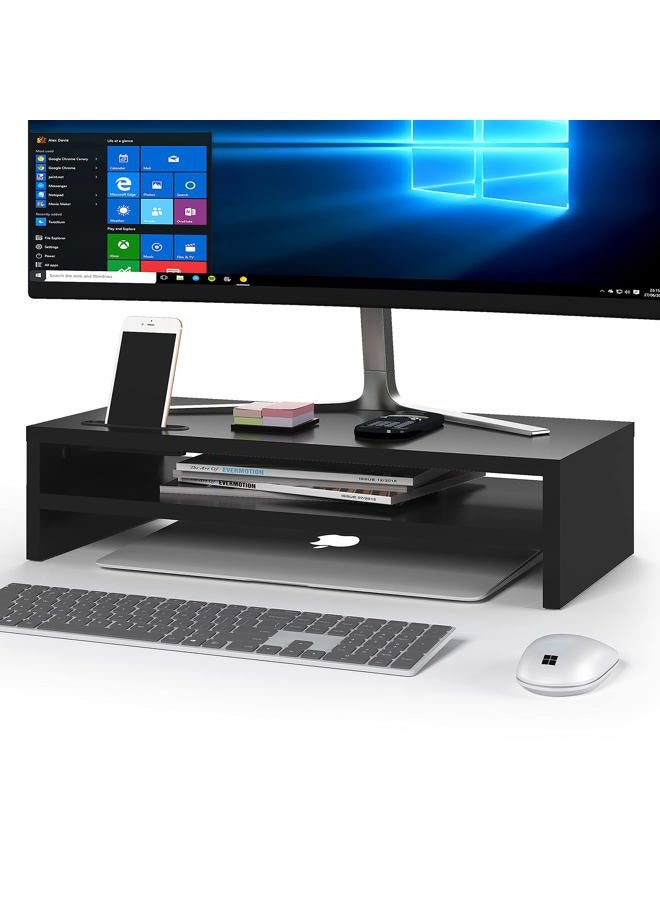 BONTEC 1 Home Laptop Computer Monitor Riser Stand. 540mm largo con la mensola black - Image 1