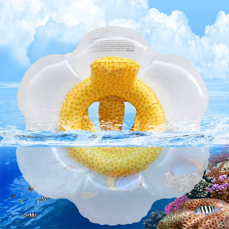 Umbresen Baby Swimming Float, Inflatable Swim Ring Cute Floaties with Seat and Handle Pool Floats Toys Fun Water Raft Lounge Party Supplies for Toddler Kids Age 0-8 Years Under 44lb (White Flower) - Image 1