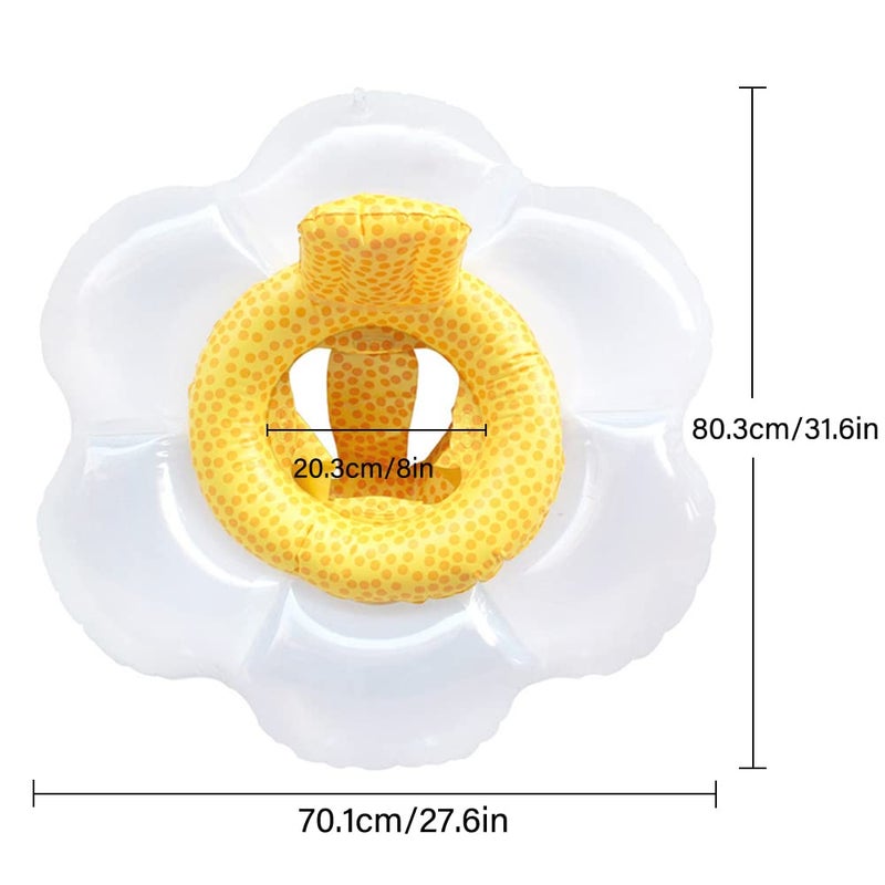 Umbresen Baby Swimming Float, Inflatable Swim Ring Cute Floaties with Seat and Handle Pool Floats Toys Fun Water Raft Lounge Party Supplies for Toddler Kids Age 0-8 Years Under 44lb (White Flower) - Image 4