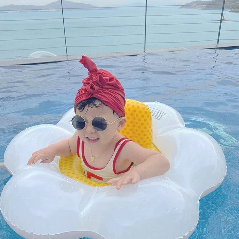 Umbresen Baby Swimming Float, Inflatable Swim Ring Cute Floaties with Seat and Handle Pool Floats Toys Fun Water Raft Lounge Party Supplies for Toddler Kids Age 0-8 Years Under 44lb (White Flower) - Image 2