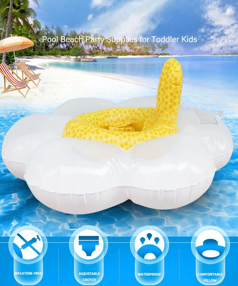 Umbresen Baby Swimming Float, Inflatable Swim Ring Cute Floaties with Seat and Handle Pool Floats Toys Fun Water Raft Lounge Party Supplies for Toddler Kids Age 0-8 Years Under 44lb (White Flower) - Image 3